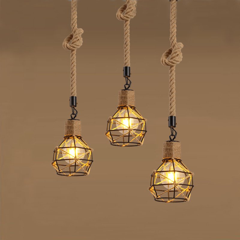 Подвесной светильник LOFT ROPE CHANDELIER CAGE Mono Черный Коричневый Подвесной светильник LOFT ROPE CHANDELIER CAGE Mono Черный Коричневый в Тюмени | Loft Concept