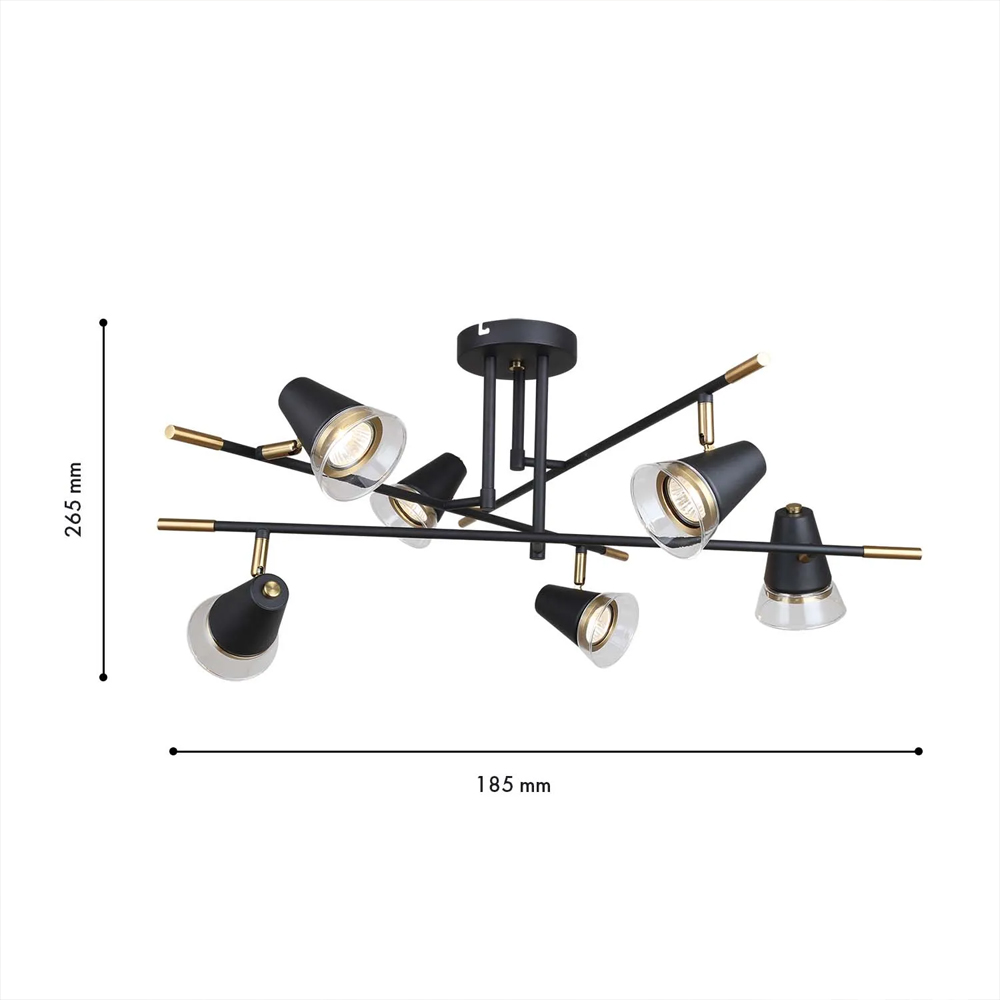 Потолочный светильник с конусообразными плафонами с контрастным сочетанием бронзы и глубоким черным цветом Aurika в Тюмени