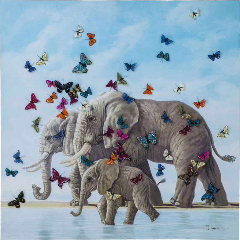 Картина Elephants with Butterflies painting  Мульти в Тюмени | Loft Concept 