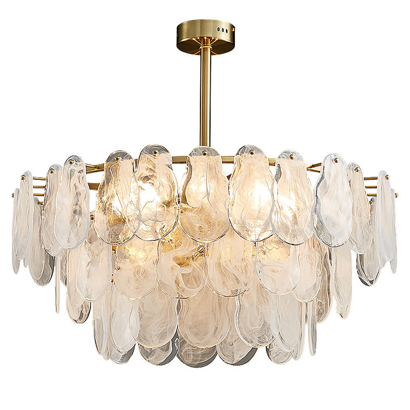 Люстра Maat Textured Glass Chandelier Глянцевое золото Белое матовое стекло Люстра Maat Textured Glass Chandelier Глянцевое золото Белое матовое стекло в Тюмени | Loft Concept