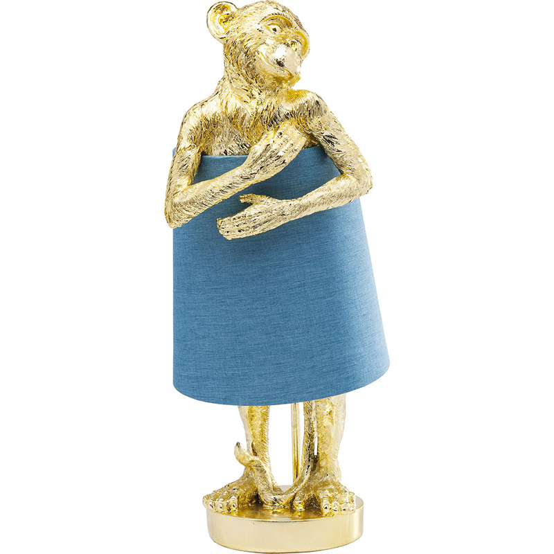 Настольная лампа Golden Monkey Hugging Lampshade Золотой Светло-синий Настольная лампа Golden Monkey Hugging Lampshade Золотой Светло-синий в Тюмени | Loft Concept
