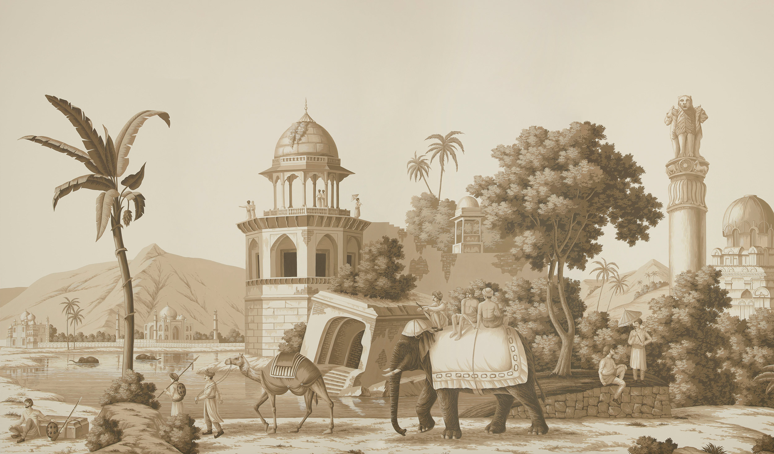 Обои ручная роспись Early Views of India Sepia on scenic paper Обои ручная роспись Early Views of India Sepia on scenic paper - постер Loft-Concept в Тюмени