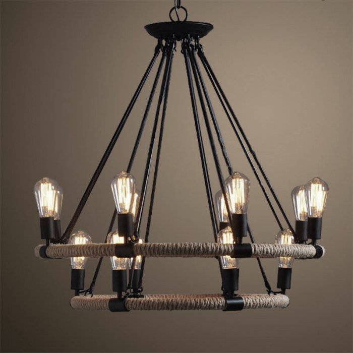 Люстра Round Tube Double Loft Rope Light Черный Люстра Round Tube Double Loft Rope Light Черный в Тюмени | Loft Concept