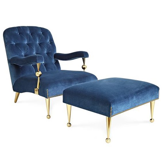 Кресло Jonathan Adler Caracas Chair Латунь Синий Кресло Jonathan Adler Caracas Chair Латунь Синий в Тюмени | Loft Concept