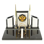 Настольный письменный набор из мрамора и змеевика с гербом России Marble Accessory варинант исполнения - 1 | Loft Concept в Тюмени