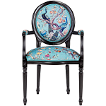 Полукресло из массива бука бирюзовое с изображением птиц и цветов Turquoise Chinoiserie Garden Chair варинант исполнения - 1 | Loft Concept в Тюмени