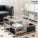 Дизайнерский журнальный стол квадратный с полками Akydy варинант исполнения - 3 | Loft Concept в Тюмени