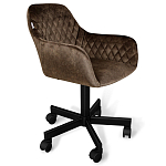 Стул с мягкой коричневой обивкой из велюра и подъемно-поворотным механизмом на черных колесиках Harper Brown варинант исполнения - 1 | Loft Concept в Тюмени