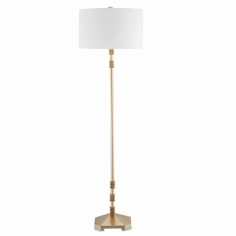 Торшер с абажуром в форме цилиндра на золотистом каркасе Floor lamp Amanda Белый Золотой Торшер с абажуром в форме цилиндра на золотистом каркасе Floor lamp Amanda Белый Золотой в Тюмени | Loft Concept