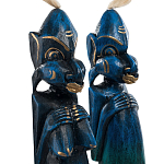 Комплект из 2-х деревянных статуэток Asmat Straw Headdress Statuettes Blue варинант исполнения - 9 | Loft Concept в Тюмени