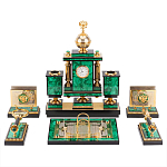 Настольный письменный набор из малахита и долерита с декором в виде герба России Leader Organizer варинант исполнения - 1 | Loft Concept в Тюмени