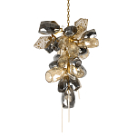 Люстра подвесная вытянутой формы с плафонами из стекла и металла с двумя вертикальными подвесками Gilded Mirage  варинант исполнения - 1 | Loft Concept в Тюмени