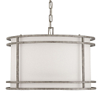 Подвесной светильник в виде барабана с тканевым абажуром и металлическим каркасом Warm Glow варинант исполнения - 3 | Loft Concept в Тюмени