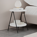 Стол приставной с 2-мя круглыми белыми столешницами ESSEL SIDE TABLE WHITE варинант исполнения - 7 | Loft Concept в Тюмени