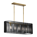 Люстра подвесная овальной формы с металлическим решетчатым абажуром матово-черного цвета и 5 лампами Kichler варинант исполнения - 2 | Loft Concept в Тюмени