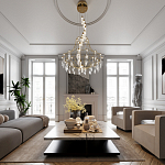 Люстра подвесная из металла с хрустальными прозрачными подвесками Quasar 81 варинант исполнения - 6 | Loft Concept в Тюмени