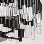 Люстра круглая из матового черного металла с подвесками из прозрачных стеклянных трубок Noir Tubes варинант исполнения - 5 | Loft Concept в Тюмени