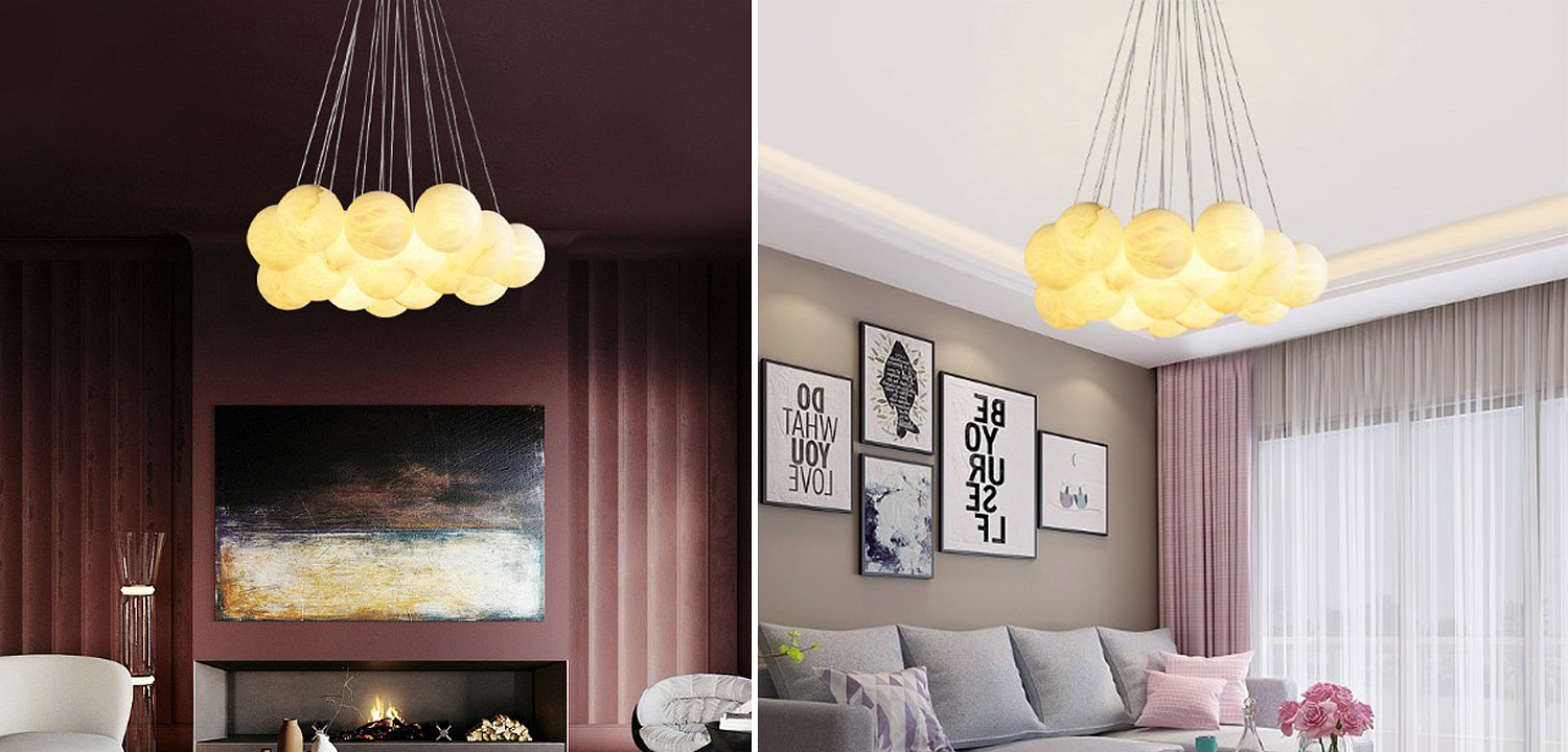 Каскадный Cветильник 16 Шариков из натурального мрамора Marble Balls Lamp Каскадный Cветильник 16 Шариков из натурального мрамора Marble Balls Lamp - Loft-Concept в Тюмени