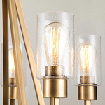 Люстра цвета латунь с 5-ю цилиндрическими плафонами из прозрачного пузырчатого стекла Kichler варинант исполнения - 4 | Loft Concept в Тюмени