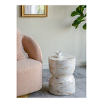 Приставной столик с мозаичным рисунком из раковин устриц Bone Inlay варинант исполнения - 6 | Loft Concept в Тюмени