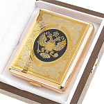 Портсигар на 20 сигарет с гравировкой Герба России в подарочной коробке Metal Cigarettes Cases варинант исполнения - 4 | Loft Concept в Тюмени