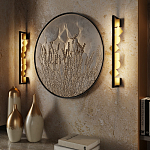 Бра вертикальное черного цвета с золотыми кругами и квадратами Gravyura варинант исполнения - 6 | Loft Concept в Тюмени