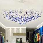 Люстра овальная с синими стеклянными подвесками в форме капель FAIRYTREE Light варинант исполнения - 4 | Loft Concept в Тюмени