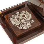 Настольный письменный набор с часами в виде пирамиды из природного камня обсидиана Pyramid of Time варинант исполнения - 3 | Loft Concept в Тюмени