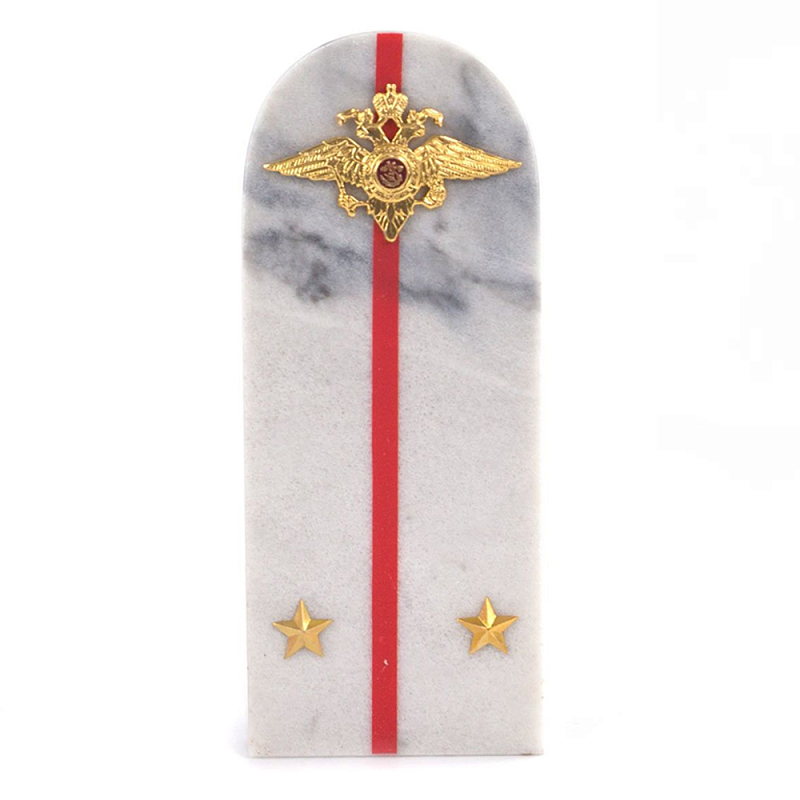 Сувенир Погон МВД из натурального камня мрамор Souvenir Epaulets Белый Мрамор Bianco Красный Золотой в Тюмени | Loft Concept 