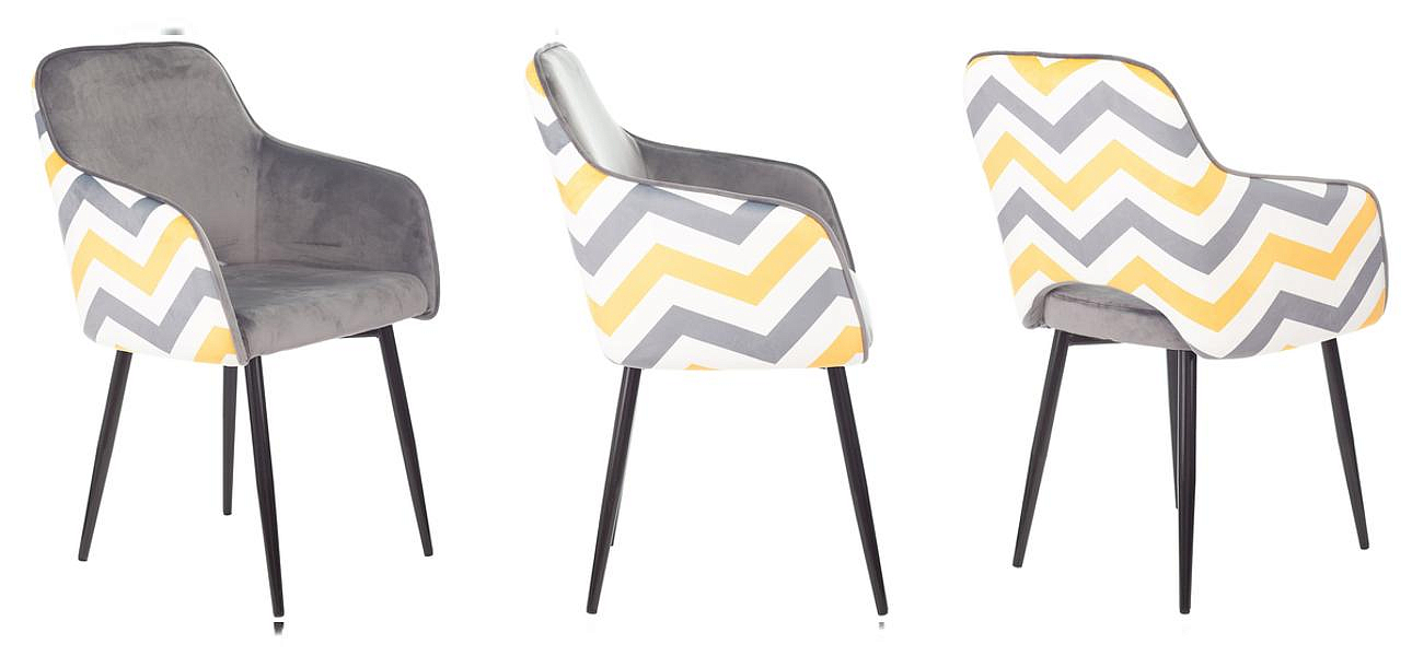 Стул SHARRON Chair Серый и Желтый Зигзаг Стул SHARRON Chair Серый и Желтый Зигзаг - Loft-Concept в Тюмени