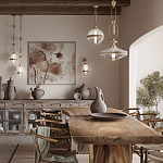 Подвесной светильник с прямоугольными и овальными элементами и акцентом из натурального камня Tectona  варинант исполнения - 7 | Loft Concept в Тюмени