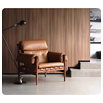 Кресло с деревянным каркасом и обивкой из натуральной кожи Medieval Furniture варинант исполнения - 3 | Loft Concept в Тюмени