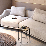 Стол журнальный круглый со столешницей из стекла Gold and Black Marble варинант исполнения - 5 | Loft Concept в Тюмени