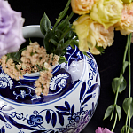 Ваза округлой формы с бело-синим цветочным орнаментом Blue & White Ornament  варинант исполнения - 3 | Loft Concept в Тюмени