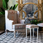 Банкетка одноместная из массива бука бежевая с растительным орнаментом Raffael Beige Floral Banquette варинант исполнения - 4 | Loft Concept в Тюмени