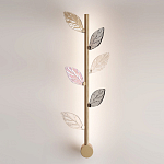 Бра с золотистой вертикальной трубкой и декоративными прозрачными листьями из стекла Sylva  варинант исполнения - 2 | Loft Concept в Тюмени
