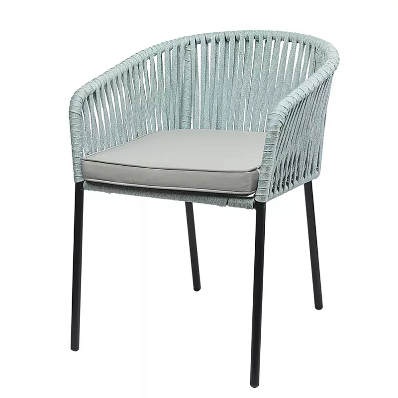 Стул с декором в виде плетеных лент на спинке и подлокотниках Semicircular Chair Decorated with Ribbons Бежевый Голубой Стул с декором в виде плетеных лент на спинке и подлокотниках Semicircular Chair Decorated with Ribbons Бежевый Голубой в Тюмени | Loft Concept