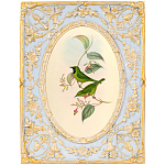 Декоративный постер с изображением птиц в раме с рельефным растительным узором Blooming Birds Poster варинант исполнения - 9 | Loft Concept в Тюмени