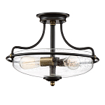 Потолочный светильник со стеклянным плафоном на изогнутых кронштейнах Quoizel  варинант исполнения - 15 | Loft Concept в Тюмени