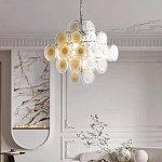 Люстра  с каскадом из круглых декоративных элементов  White Clear Glass Chandelier варинант исполнения - 3 | Loft Concept в Тюмени