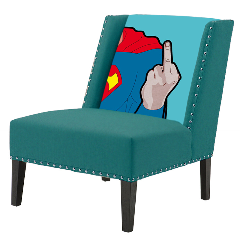 FUN Armchair "Superman fuck off" Turquoise Дизайнерское кресло с цветным принтом Бирюзовый FUN Armchair "Superman fuck off" Turquoise Дизайнерское кресло с цветным принтом Бирюзовый в Тюмени | Loft Concept