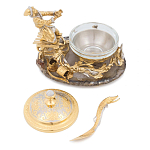 Икорница с декором "Емеля" с гравировкой на подставке из натурального камня Агат Decorative Cavair Dishes варинант исполнения - 2 | Loft Concept в Тюмени