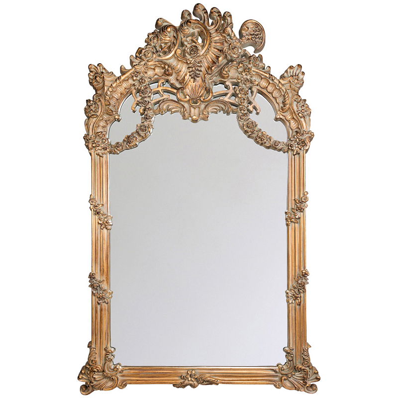 Зеркало настенное в ажурной раме с эффектом старины Classic Ornament Mirror Светло-коричневый Зеркало настенное в ажурной раме с эффектом старины Classic Ornament Mirror Светло-коричневый в Тюмени | Loft Concept