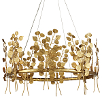 Люстра круглая золотая с декором в виде веток эвкалипта Eucalyptus Branches варинант исполнения - 1 | Loft Concept в Тюмени