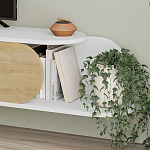 ТВ-тумба подвесная белая с полкой и откидной дверцей цвета древесины TONE TV STAND WHITE варинант исполнения - 4 | Loft Concept в Тюмени