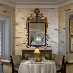 Обои ручная роспись Fishes Blue Pearl on Tarnished Silver gilded silk with pearlescent antiquing варинант исполнения - 6 | Loft Concept в Тюмени