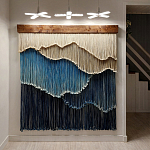 Текстильный Арт-объект на стену ручной работы из веревок Blue Mountains варинант исполнения - 2 | Loft Concept в Тюмени