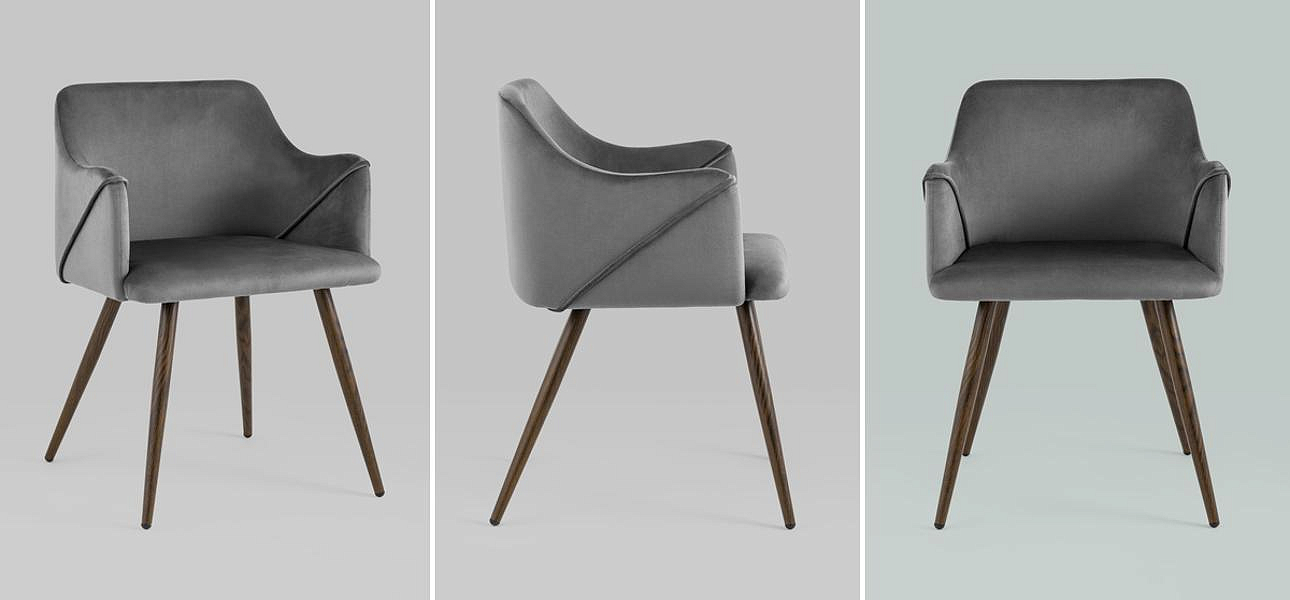 Стул Monarch Chair Серый Велюр Стул Monarch Chair Серый Велюр - Loft-Concept в Тюмени