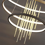 Люстра подвесная с 3-мя круглыми подвесами в черном и золотистом цвете и вертикальными подвесками Ring Horizontal варинант исполнения - 3 | Loft Concept в Тюмени