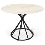 Стол обеденный с круглой керамической столешницей песчаного цвета Sand Ceramics варинант исполнения - 1 | Loft Concept в Тюмени